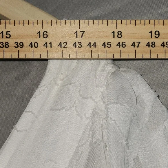 Adrianna Papell Dress Lacy Ivory Size 12 Lined Boho Embroidered Overlay Midi - Picture 14 of 16